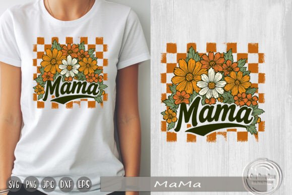Checkered Mama Design: A Retro PNG for Embroidery